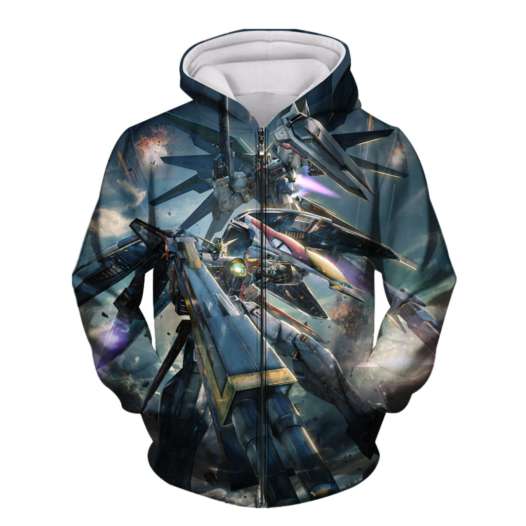 Gundam Wing Gundam Zero And Freedom Gundam Joint Illustration Anime Apparel