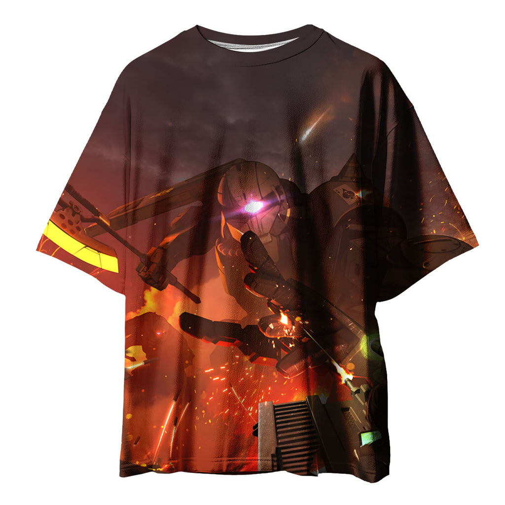 Gundam Zaku Uses A Heat Axe To Attack A Tank Anime Apparel