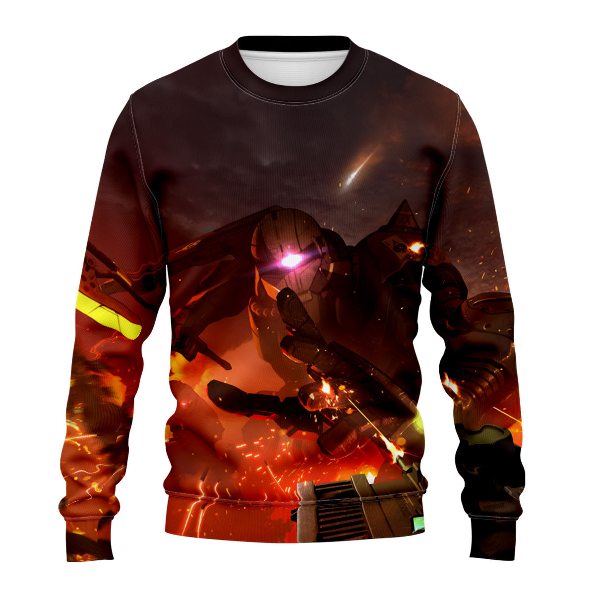 Gundam Zaku Uses A Heat Axe To Attack A Tank Anime Apparel