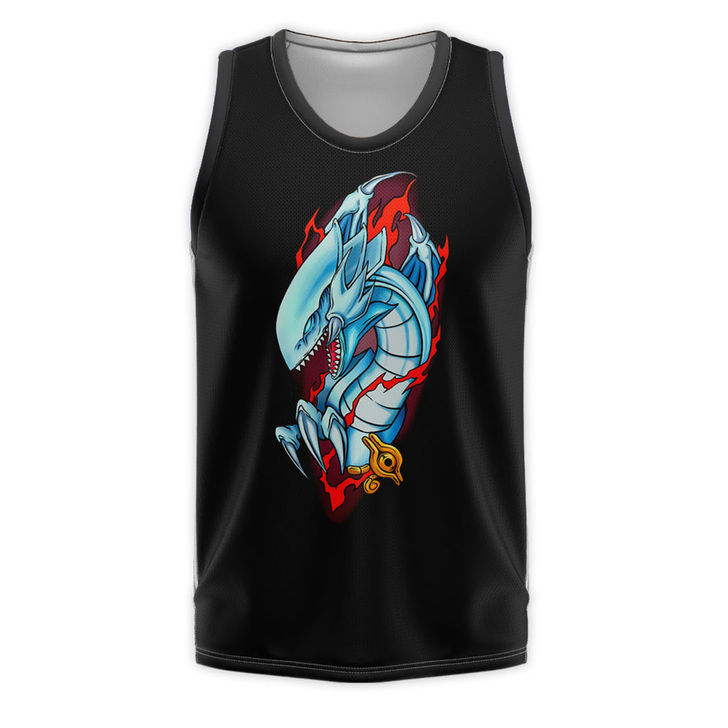 Yugioh Blue Eyes White Dragon On Black Background Anime Apparel
