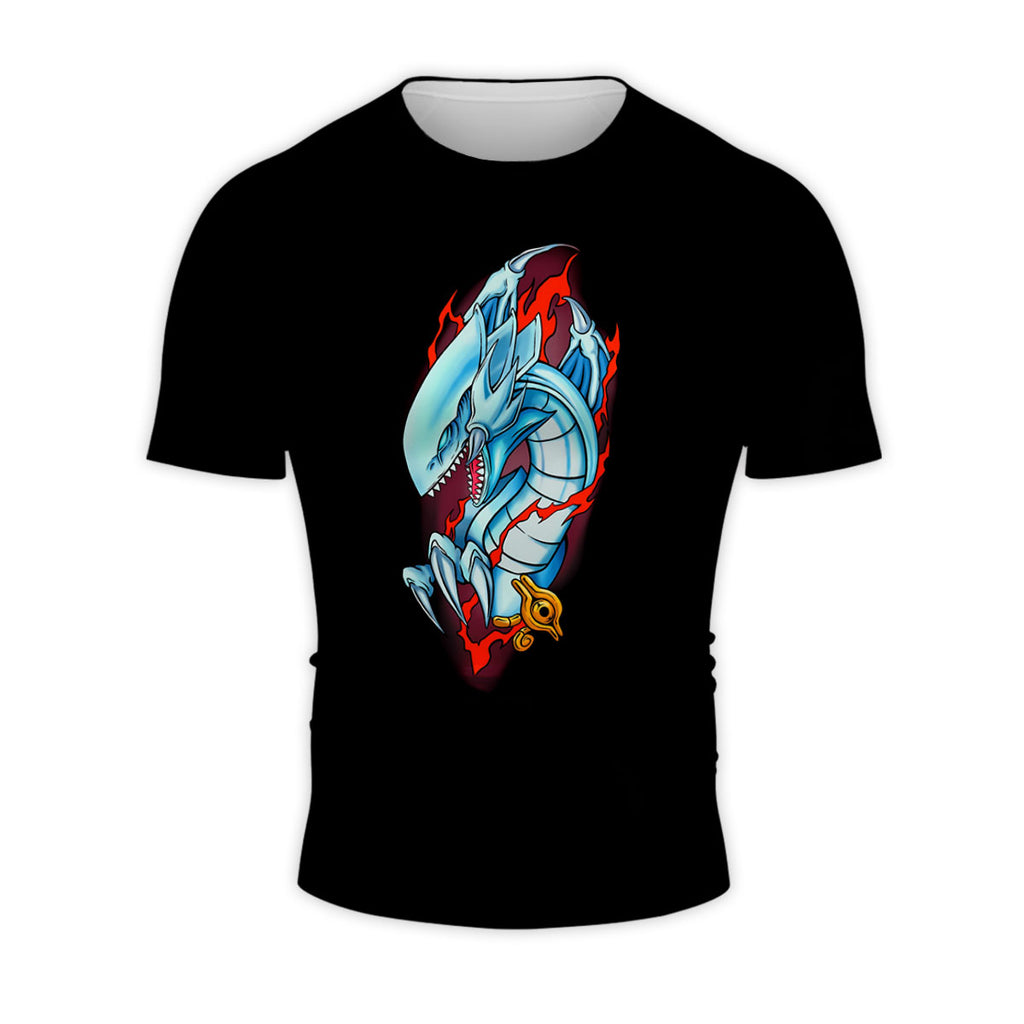 Yugioh Blue Eyes White Dragon On Black Background Anime Apparel