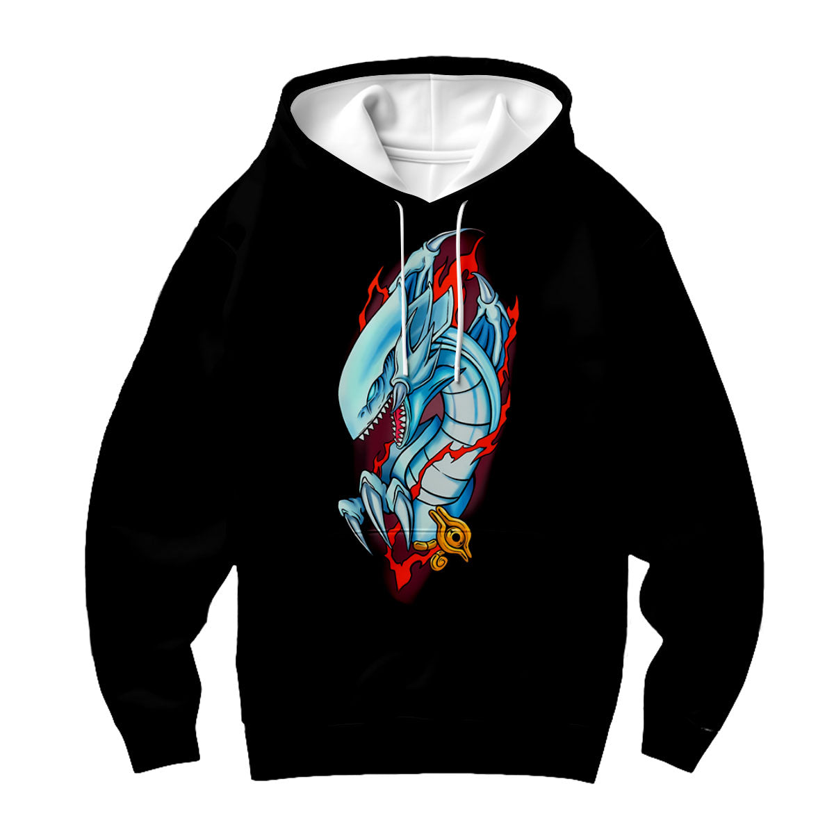Yugioh Blue Eyes White Dragon On Black Background Anime Apparel