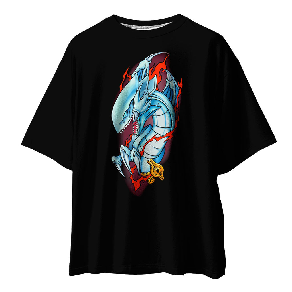 Yugioh Blue Eyes White Dragon On Black Background Anime Apparel
