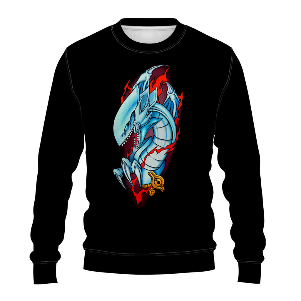 Yugioh Blue Eyes White Dragon On Black Background Anime Apparel