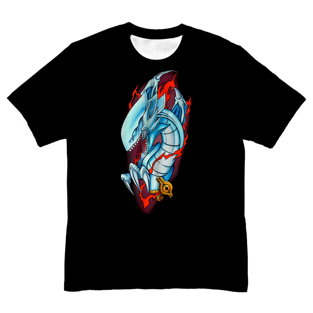 Yugioh Blue Eyes White Dragon On Black Background Anime Apparel