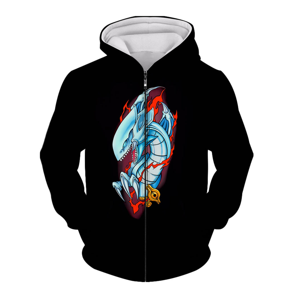 Yugioh Blue Eyes White Dragon On Black Background Anime Apparel