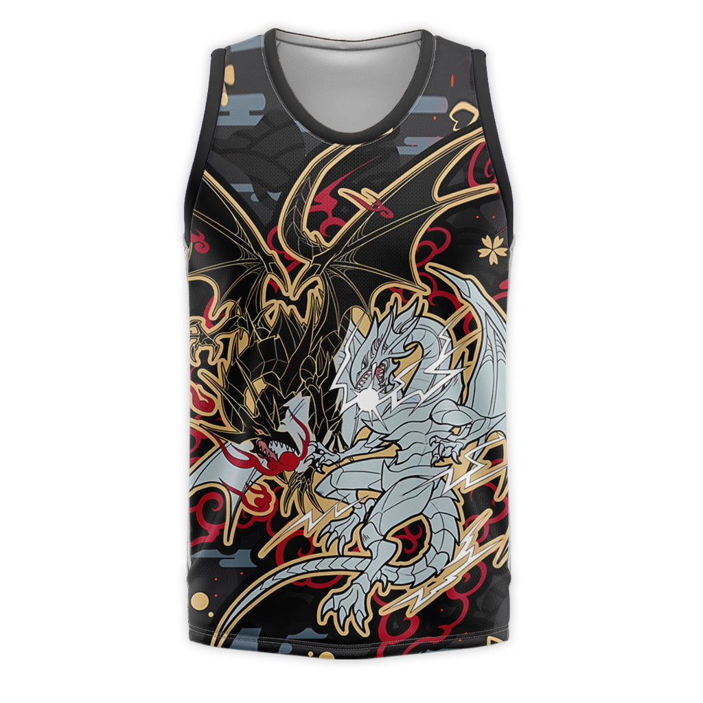 Yugioh Blueeyes White Dragon And Redeyes Black Dragon Black Red Gold Pattern Anime Apparel