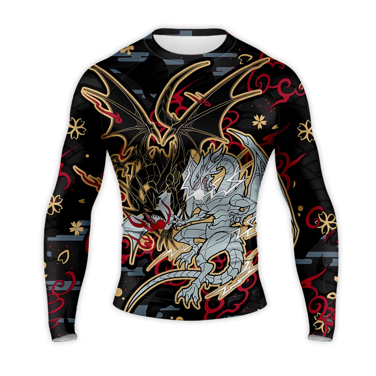 Yugioh Blueeyes White Dragon And Redeyes Black Dragon Black Red Gold Pattern Anime Apparel