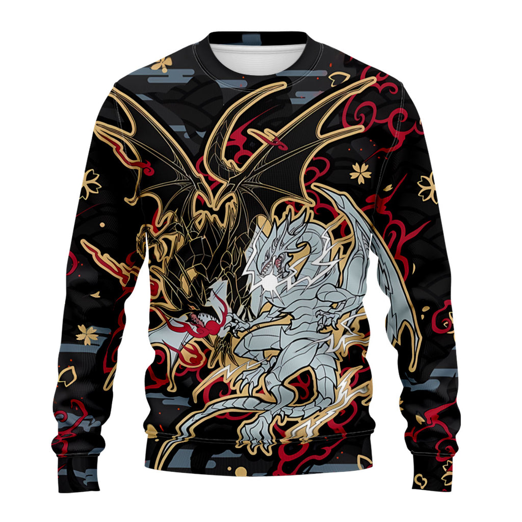 Yugioh Blueeyes White Dragon And Redeyes Black Dragon Black Red Gold Pattern Anime Apparel