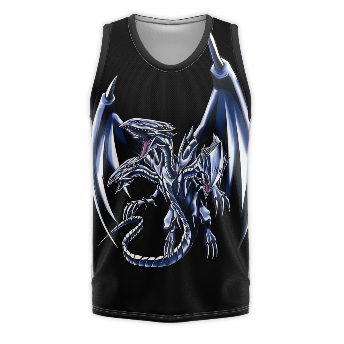 Yugioh Blueeyes White Dragon Black Base Silver Markings Anime Apparel