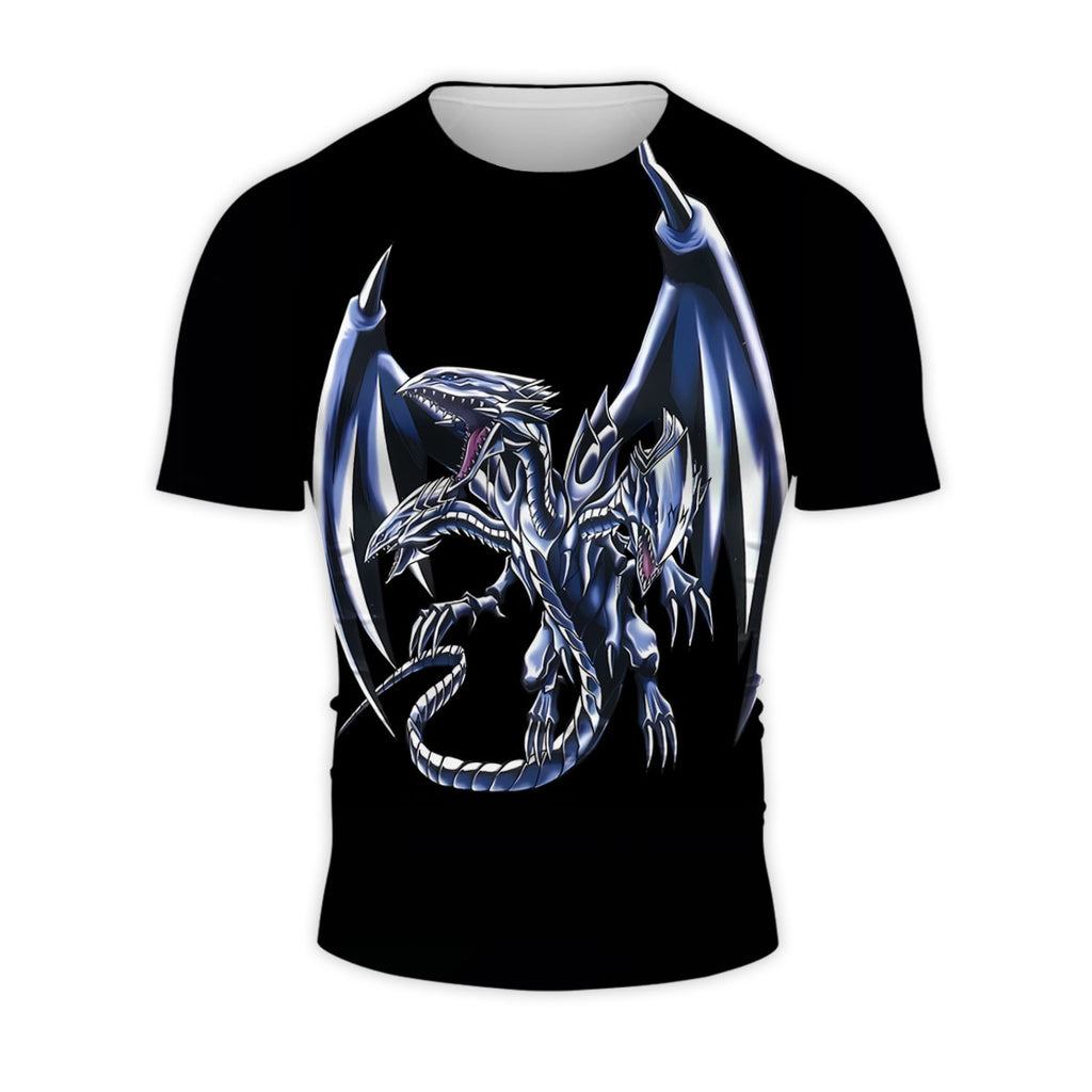 Yugioh Blueeyes White Dragon Black Base Silver Markings Anime Apparel