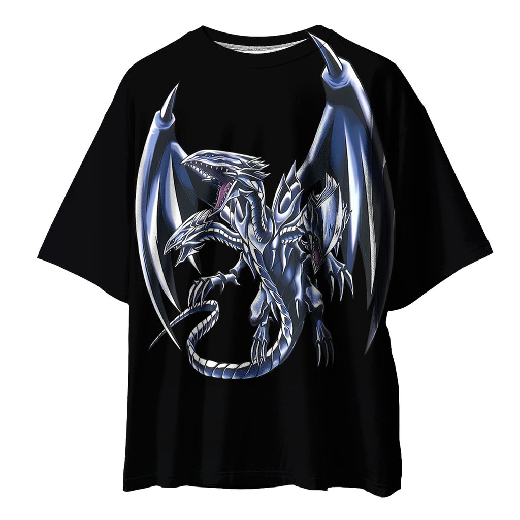 Yugioh Blueeyes White Dragon Black Base Silver Markings Anime Apparel
