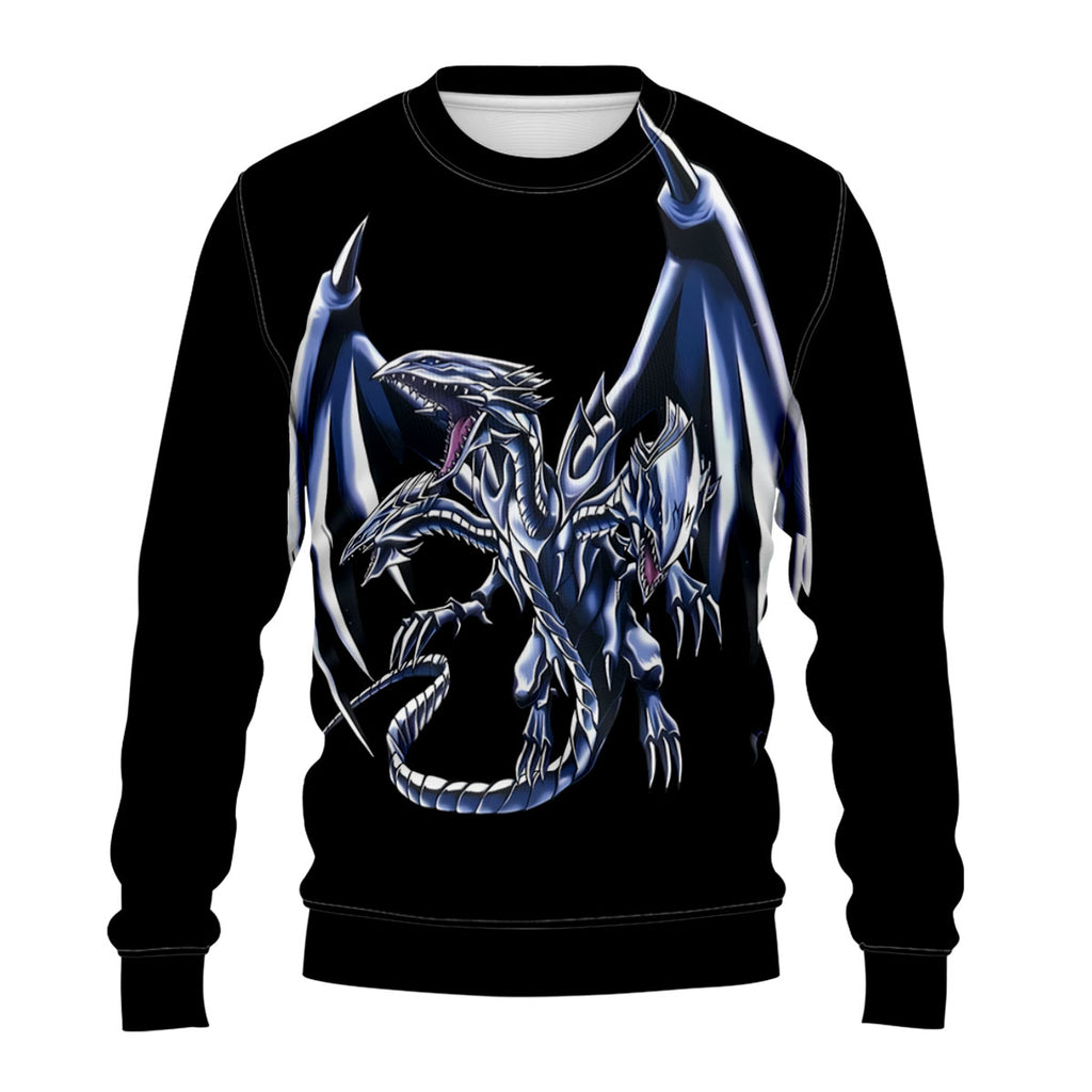 Yugioh Blueeyes White Dragon Black Base Silver Markings Anime Apparel