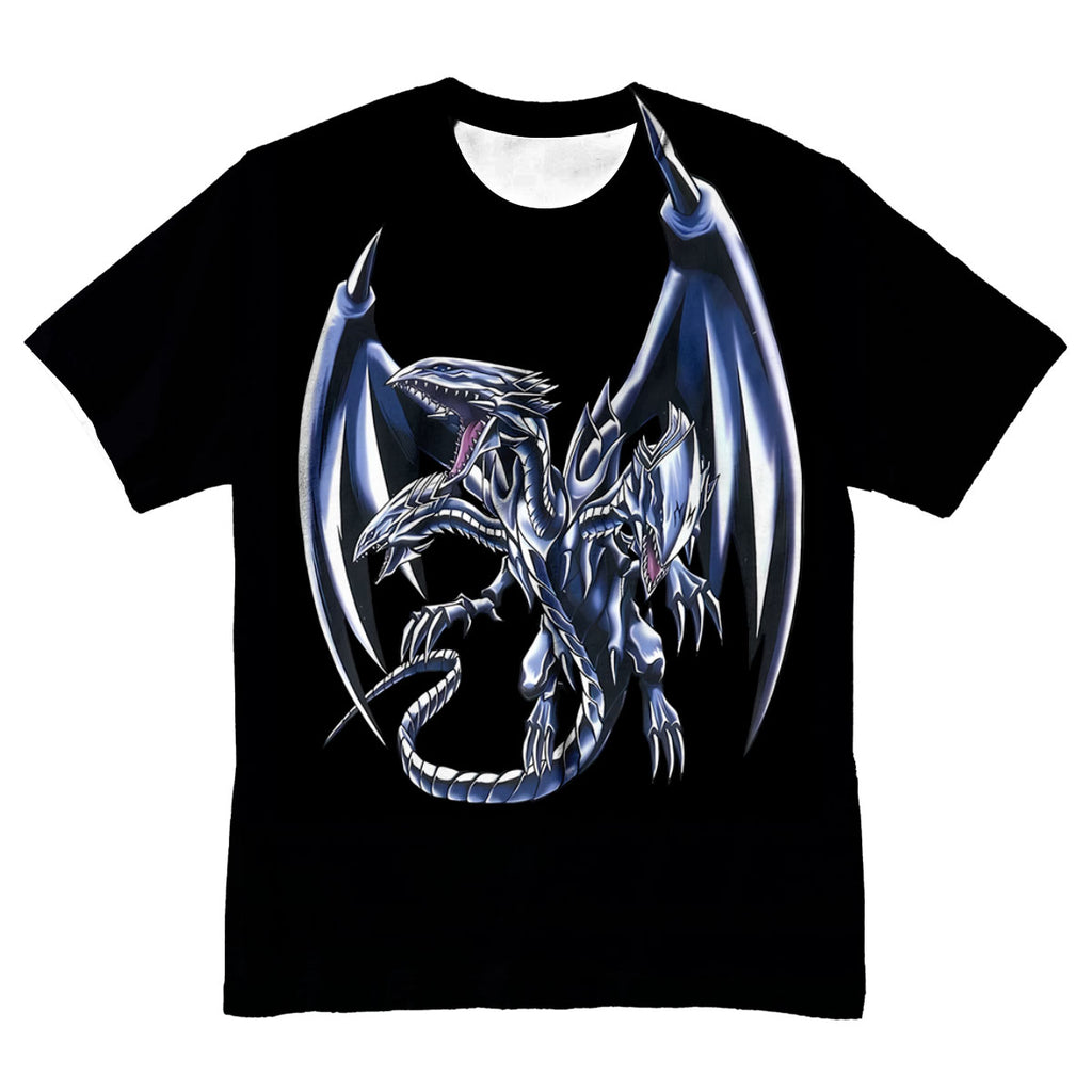 Yugioh Blueeyes White Dragon Black Base Silver Markings Anime Apparel