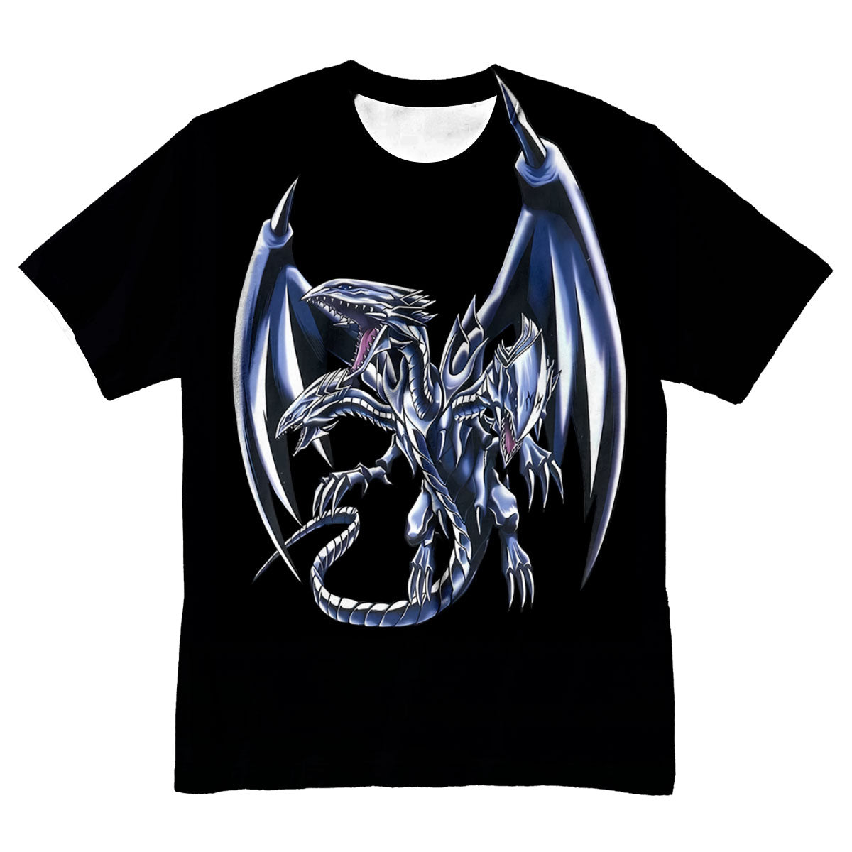 Yugioh Blueeyes White Dragon Black Base Silver Markings Anime Apparel