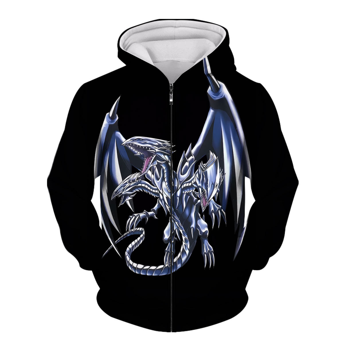 Yugioh Blueeyes White Dragon Black Base Silver Markings Anime Apparel