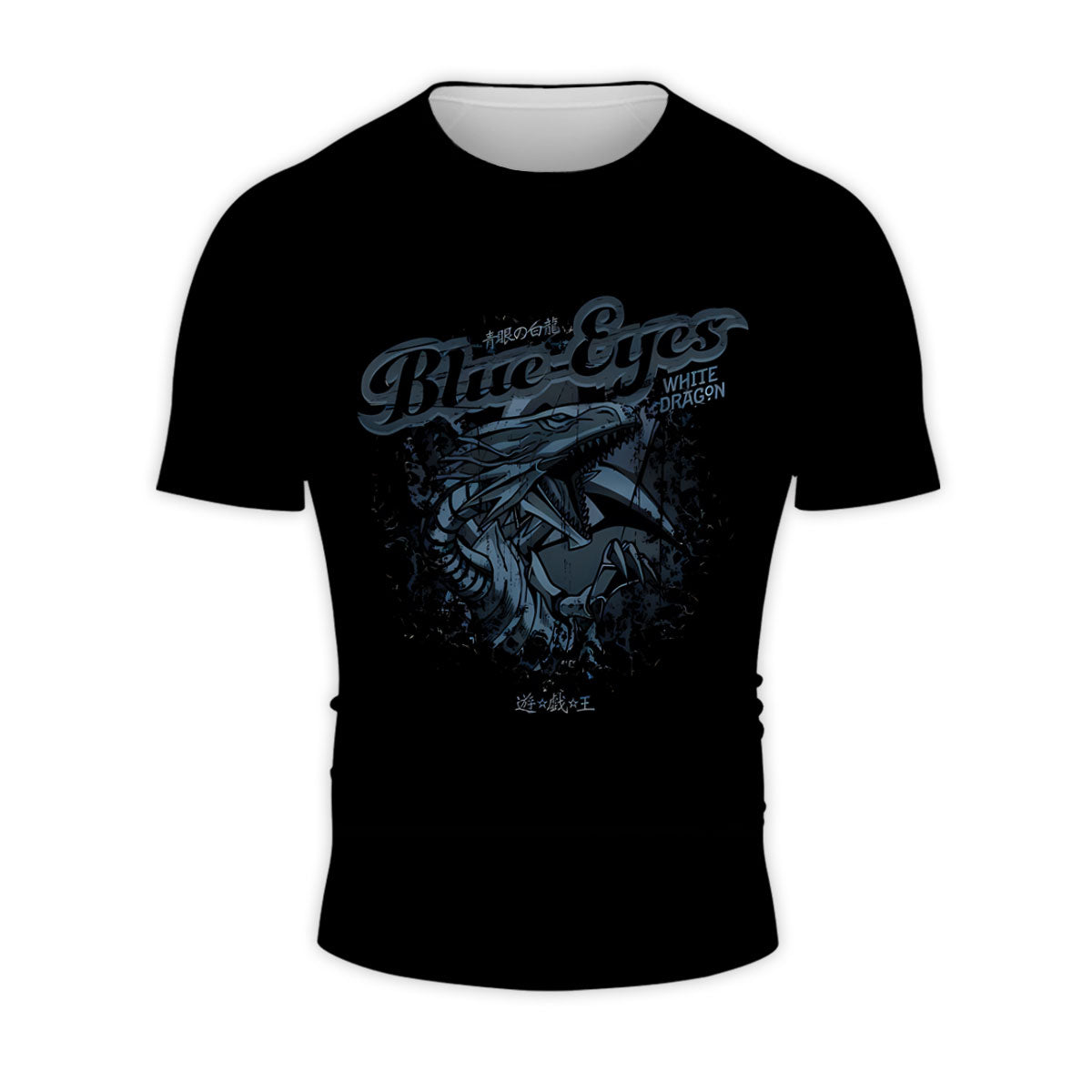 Yugioh Blueeyes White Dragon Emblem On Black Background Anime Apparel