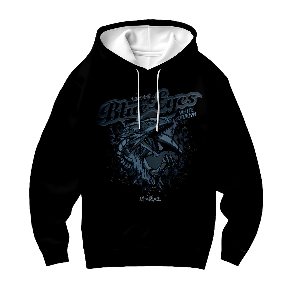 Yugioh Blueeyes White Dragon Emblem On Black Background Anime Apparel