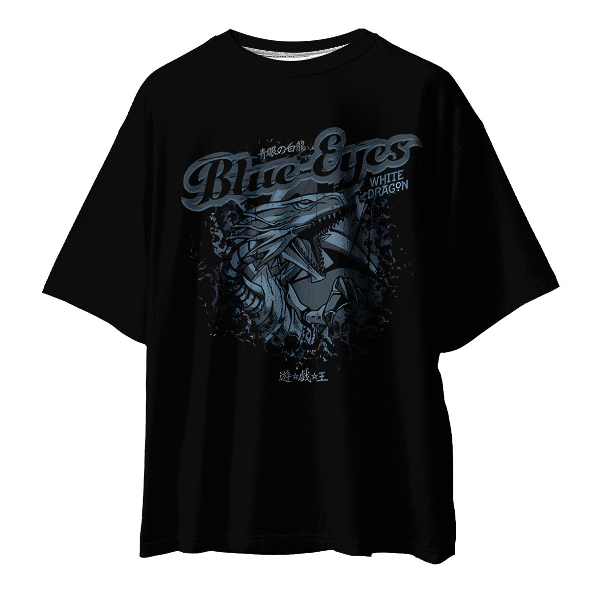 Yugioh Blueeyes White Dragon Emblem On Black Background Anime Apparel