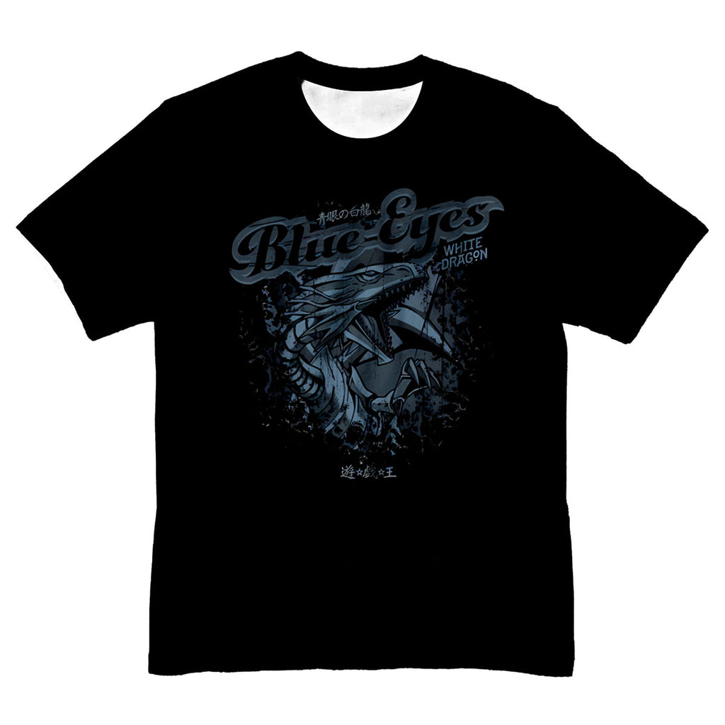 Yugioh Blueeyes White Dragon Emblem On Black Background Anime Apparel