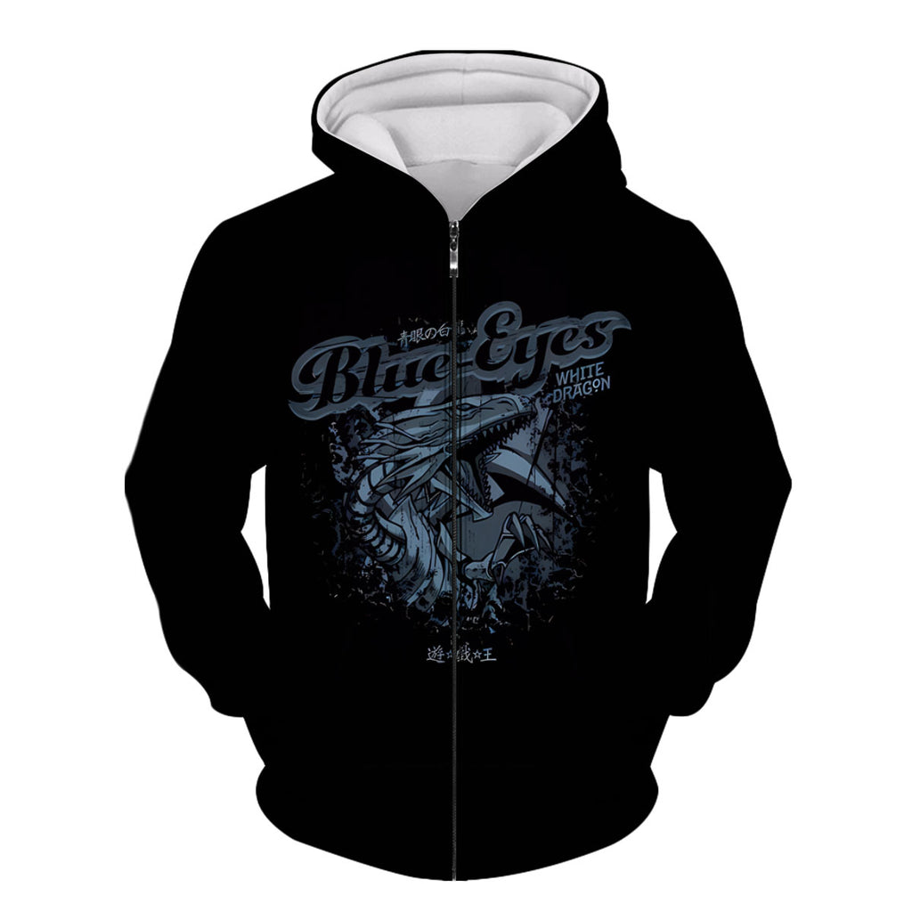 Yugioh Blueeyes White Dragon Emblem On Black Background Anime Apparel