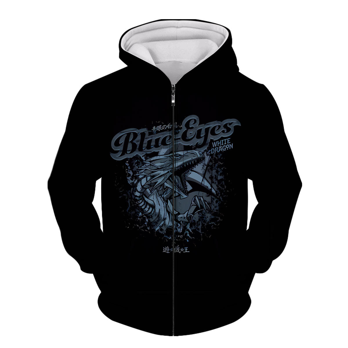 Yugioh Blueeyes White Dragon Emblem On Black Background Anime Apparel