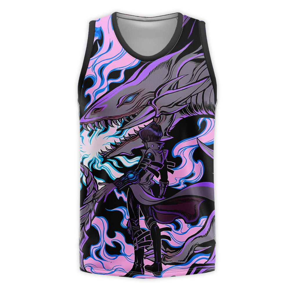 Yugioh Blueeyes White Dragon Standing Together With Duelist Anime Apparel
