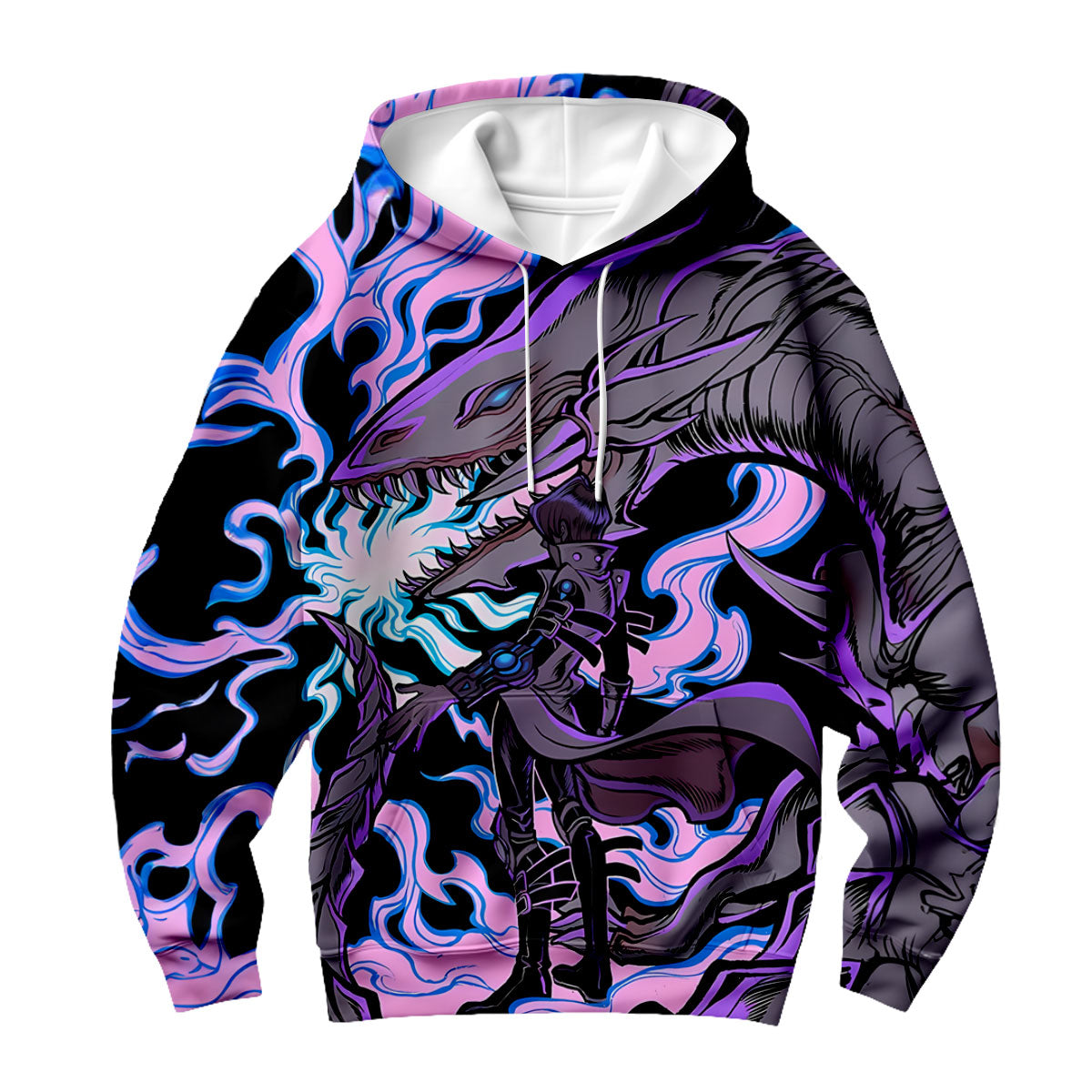 Yugioh Blueeyes White Dragon Standing Together With Duelist Anime Apparel