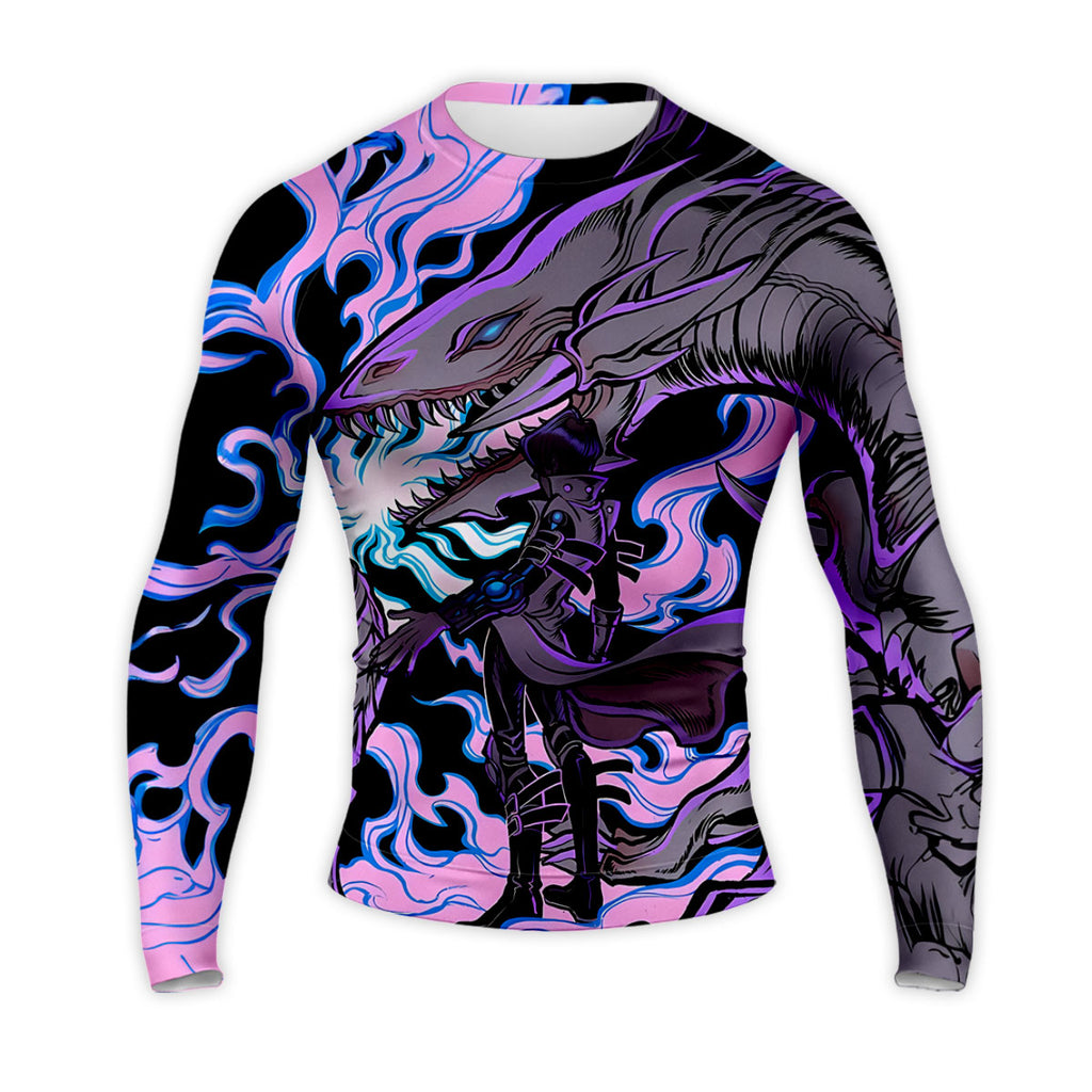 Yugioh Blueeyes White Dragon Standing Together With Duelist Anime Apparel