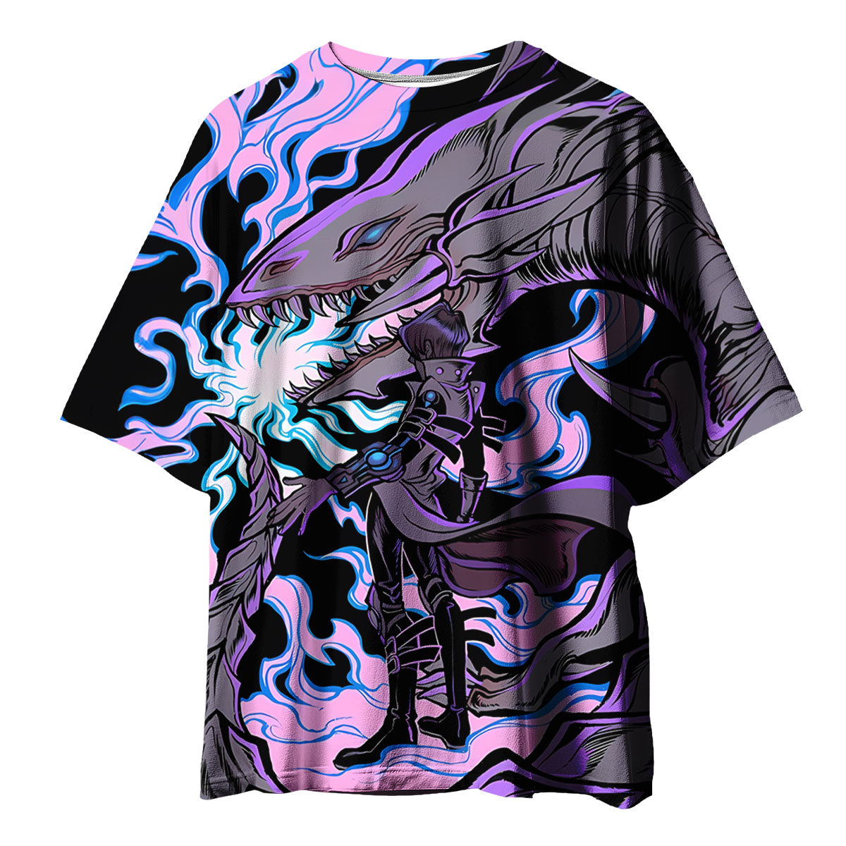 Yugioh Blueeyes White Dragon Standing Together With Duelist Anime Apparel