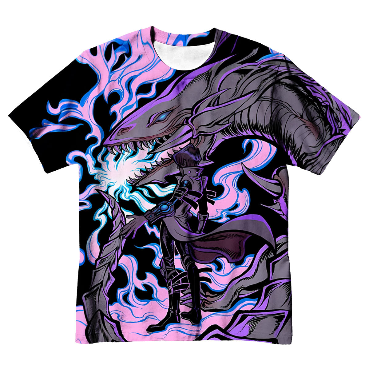 Yugioh Blueeyes White Dragon Standing Together With Duelist Anime Apparel