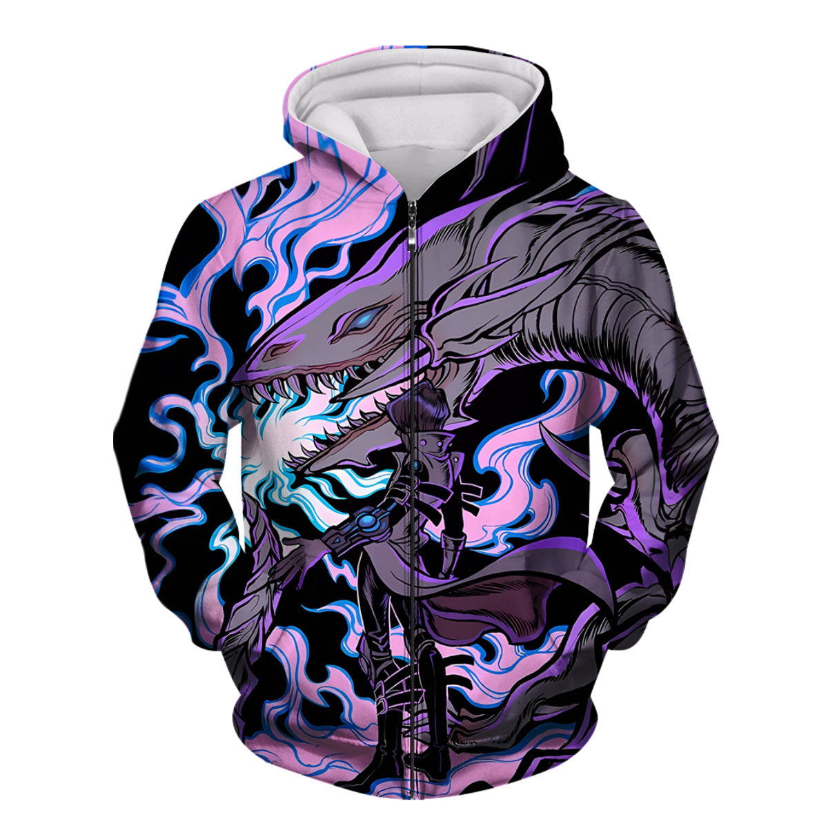 Yugioh Blueeyes White Dragon Standing Together With Duelist Anime Apparel