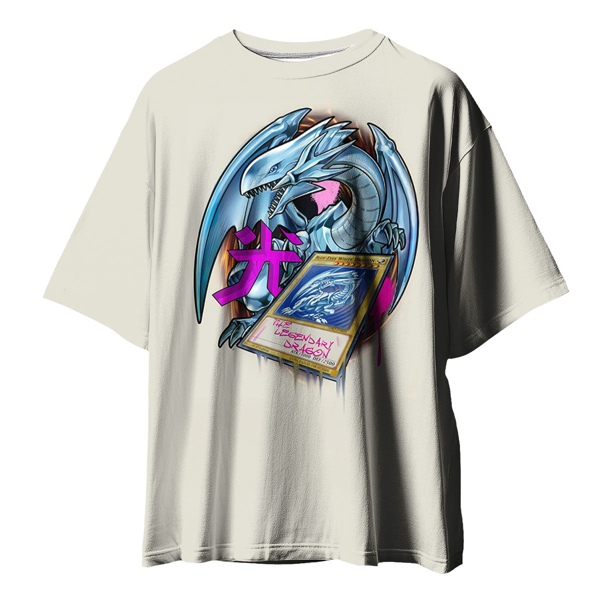 Yugioh Blueeyes White Dragon With Pink Decorative Accents Anime Apparel