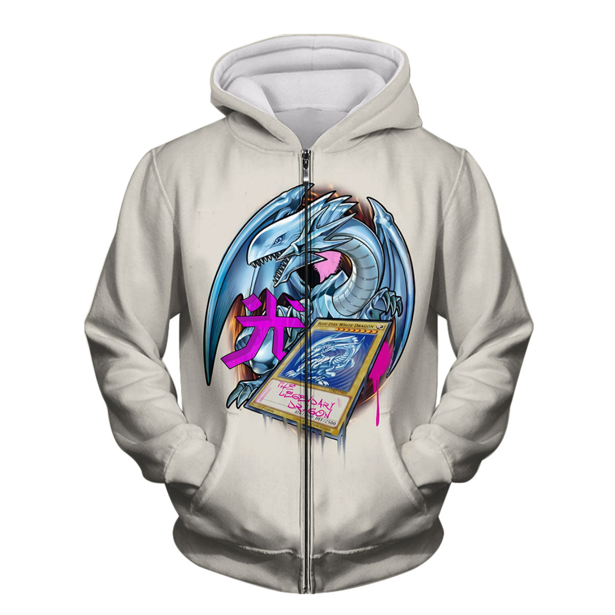 Yugioh Blueeyes White Dragon With Pink Decorative Accents Anime Apparel