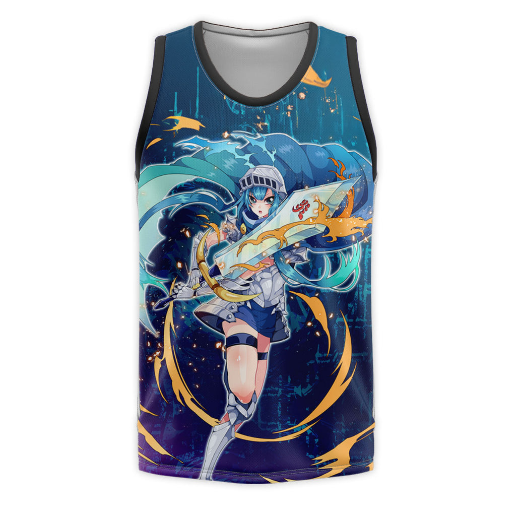 Yugioh Card Girl Holding Blue Sword Anime Apparel