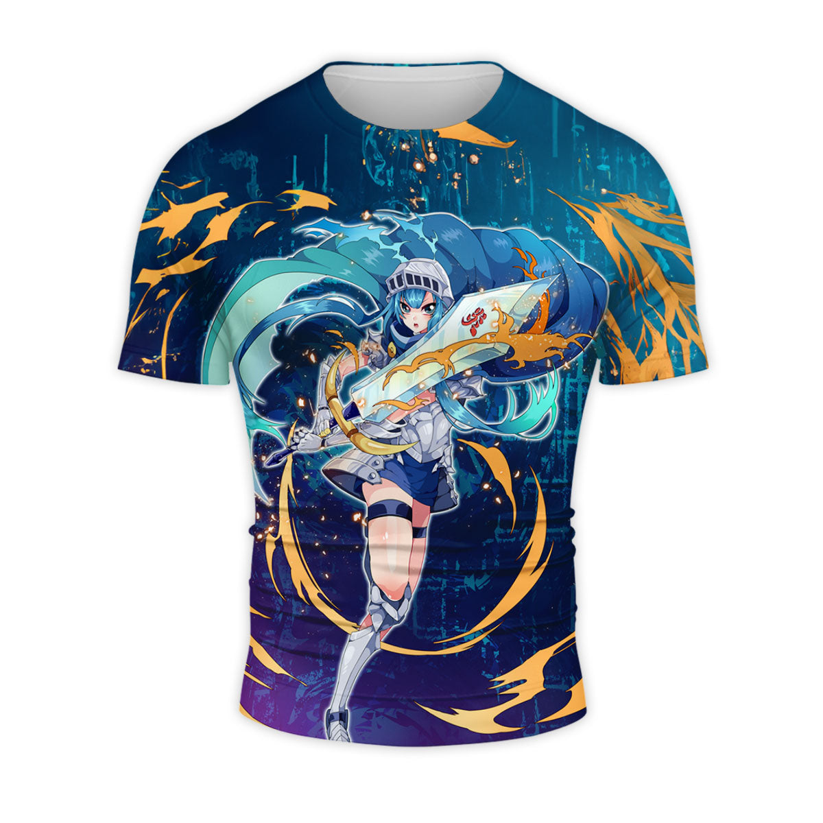 Yugioh Card Girl Holding Blue Sword Anime Apparel