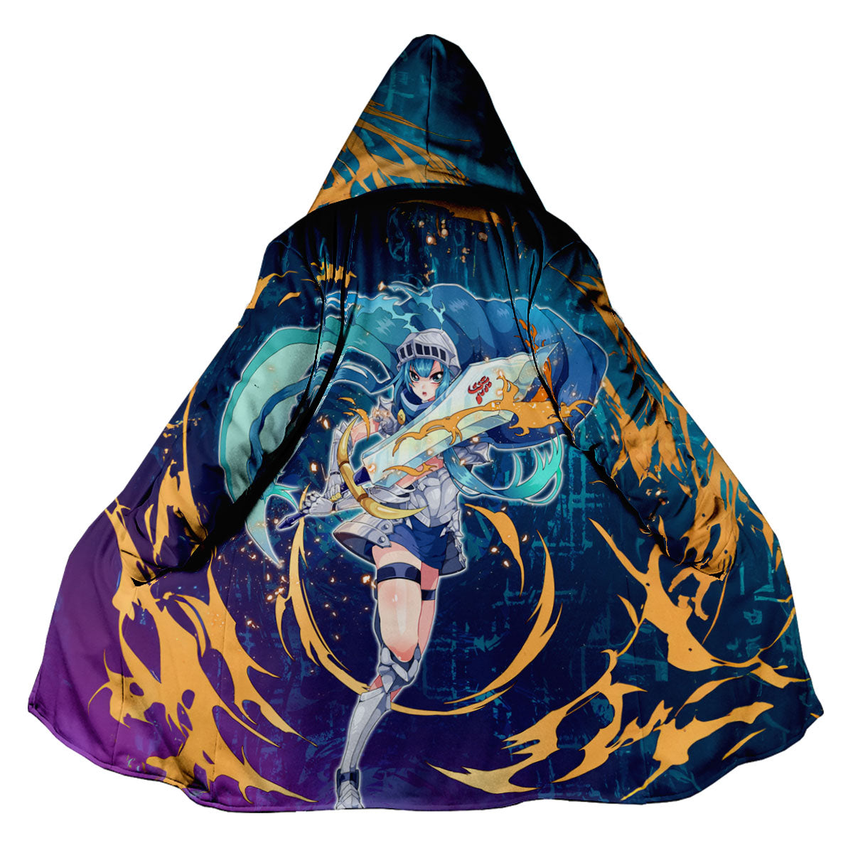 Yugioh Card Girl Holding Blue Sword Anime Apparel