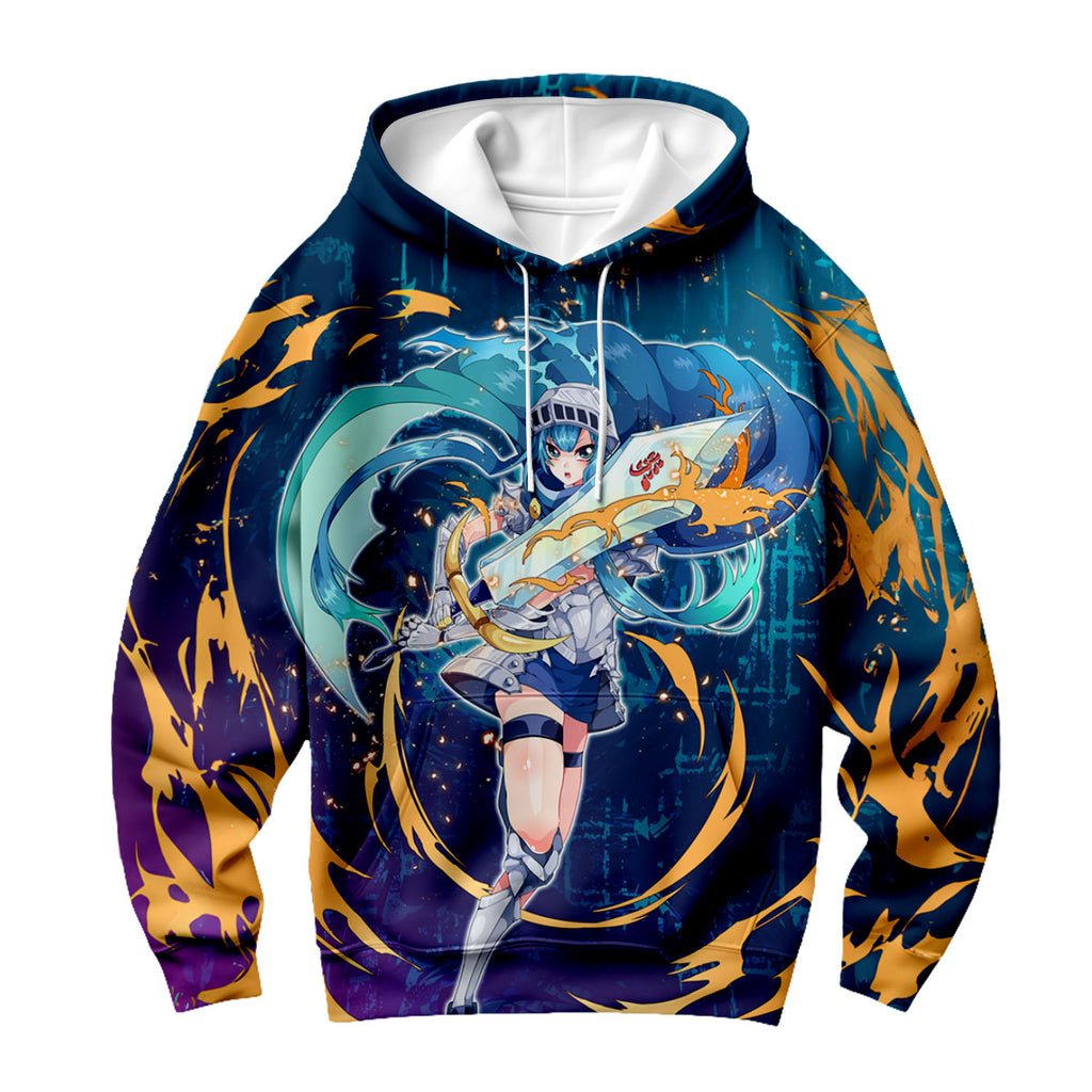 Yugioh Card Girl Holding Blue Sword Anime Apparel