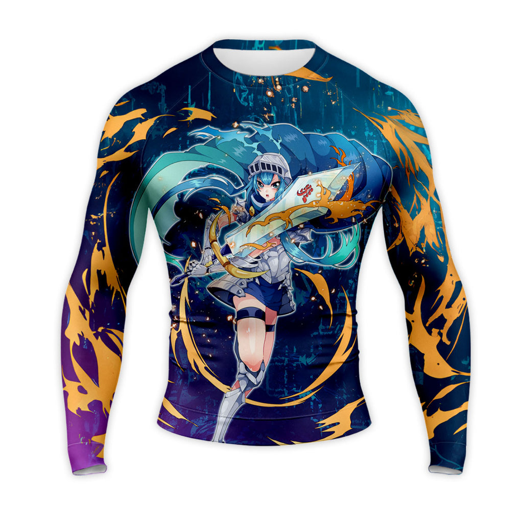 Yugioh Card Girl Holding Blue Sword Anime Apparel