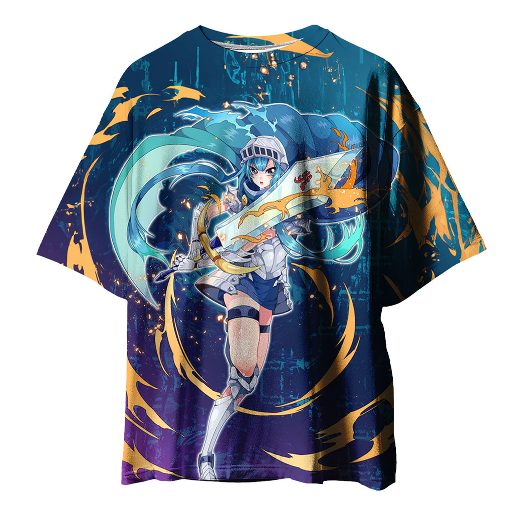 Yugioh Card Girl Holding Blue Sword Anime Apparel