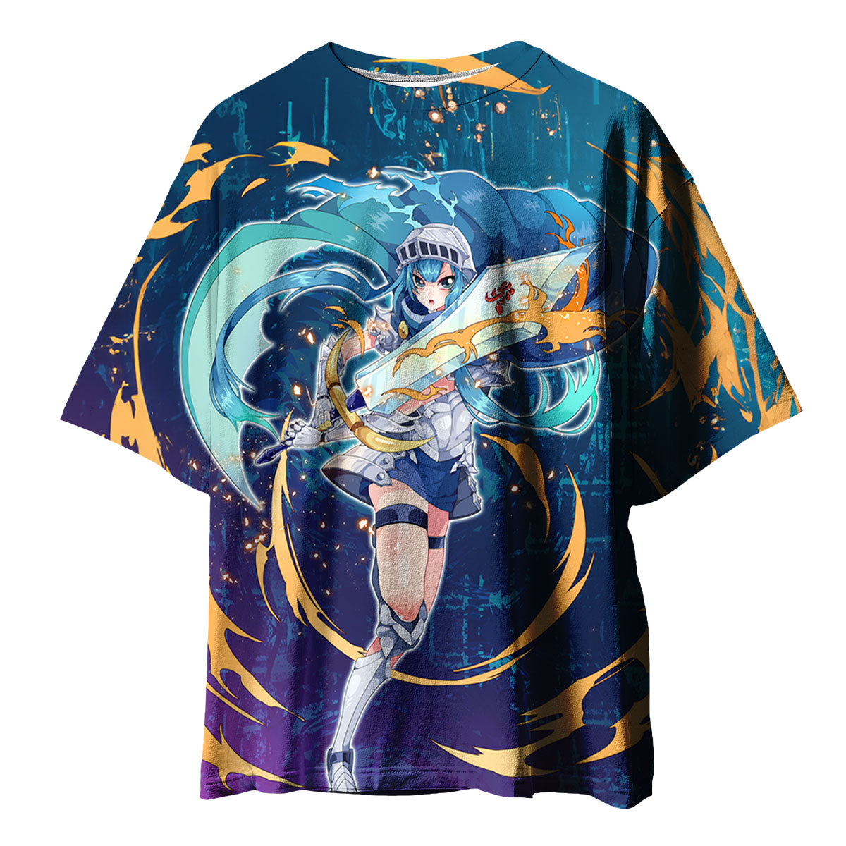 Yugioh Card Girl Holding Blue Sword Anime Apparel