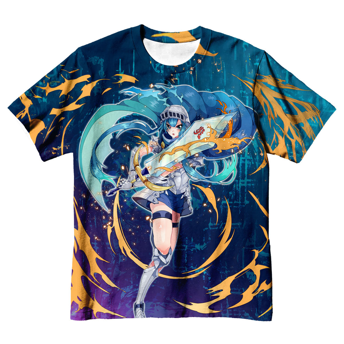 Yugioh Card Girl Holding Blue Sword Anime Apparel