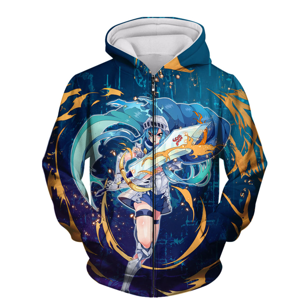 Yugioh Card Girl Holding Blue Sword Anime Apparel