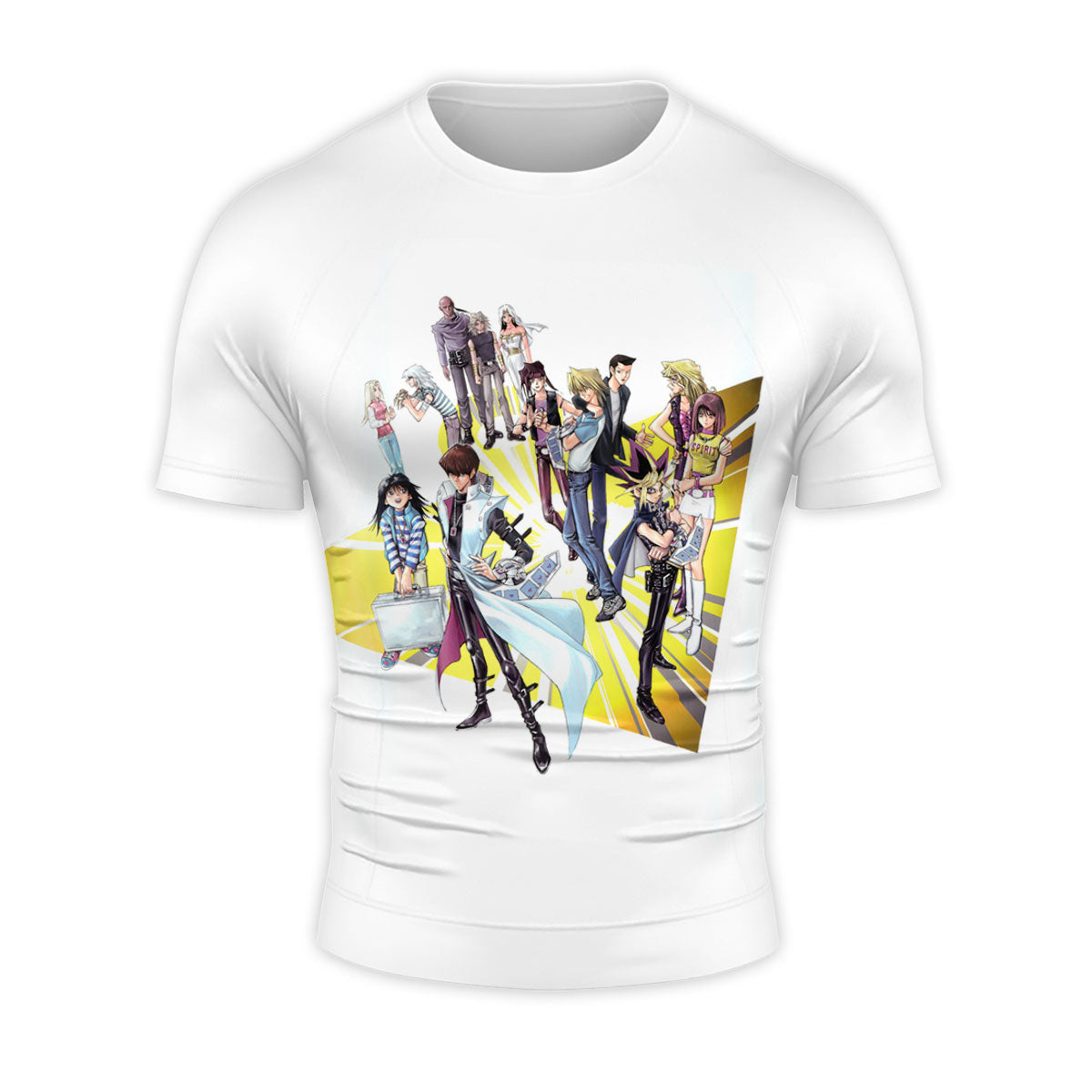 Yugioh Character Group On Vibrant Yellow Background Anime Apparel
