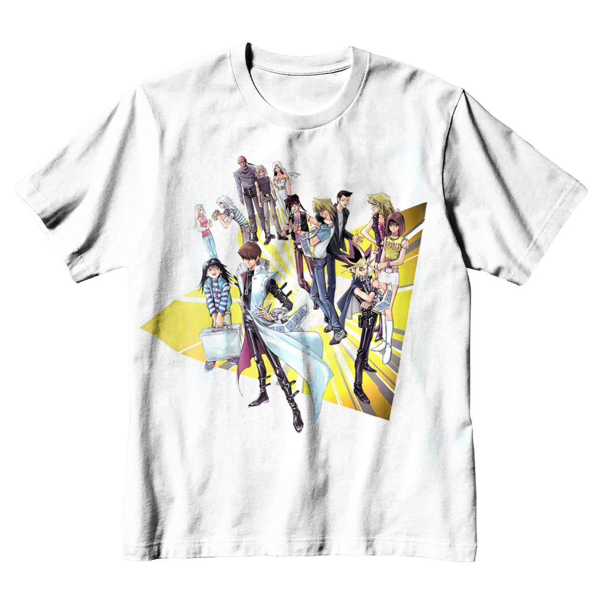 Yugioh Character Group On Vibrant Yellow Background Anime Apparel