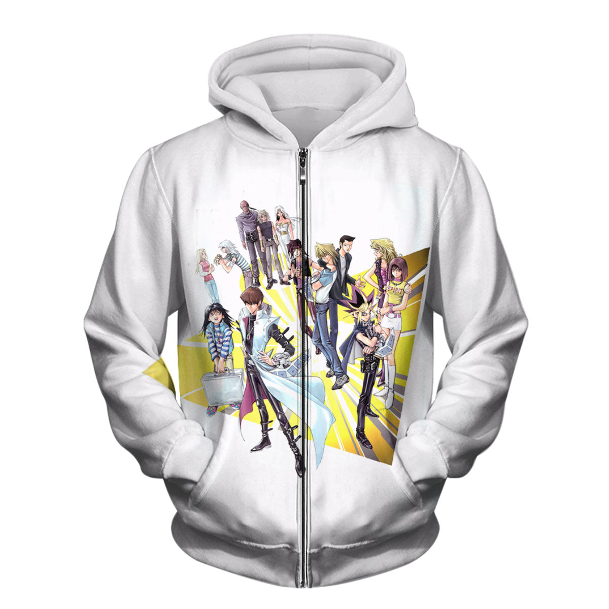 Yugioh Character Group On Vibrant Yellow Background Anime Apparel