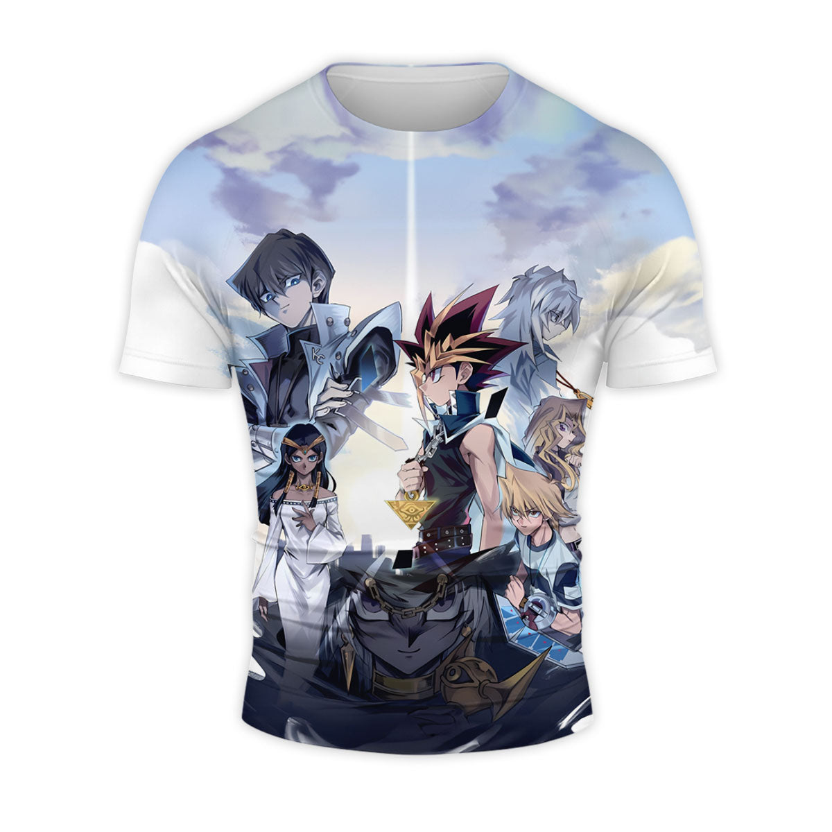 Yugioh Characters Standing In Blue Team Formation Anime Apparel