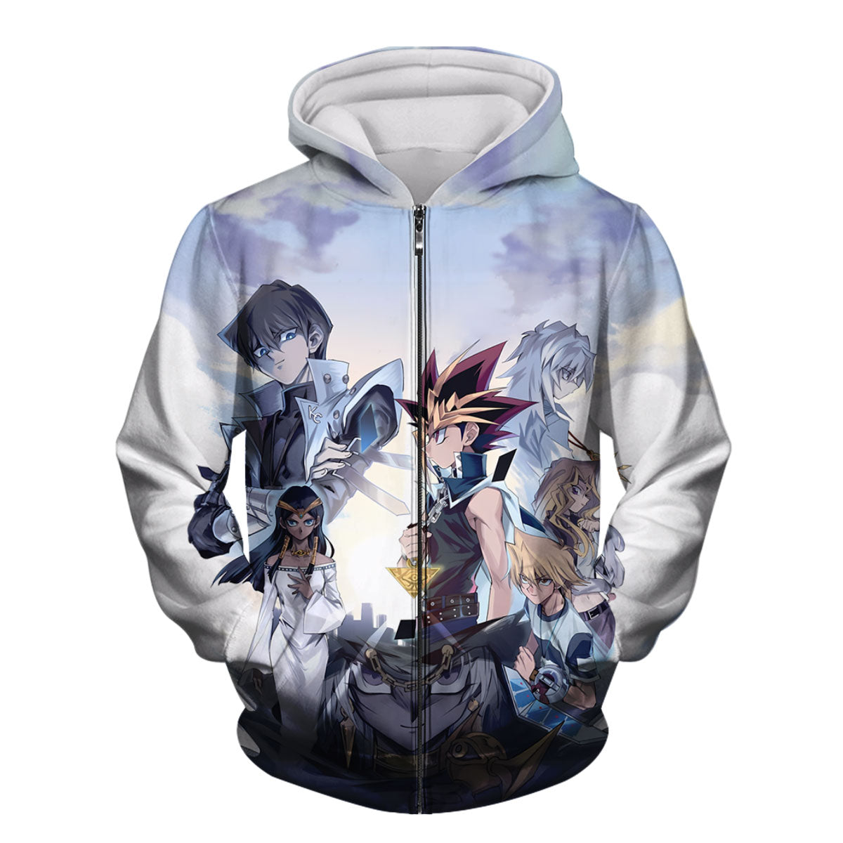 Yugioh Characters Standing In Blue Team Formation Anime Apparel