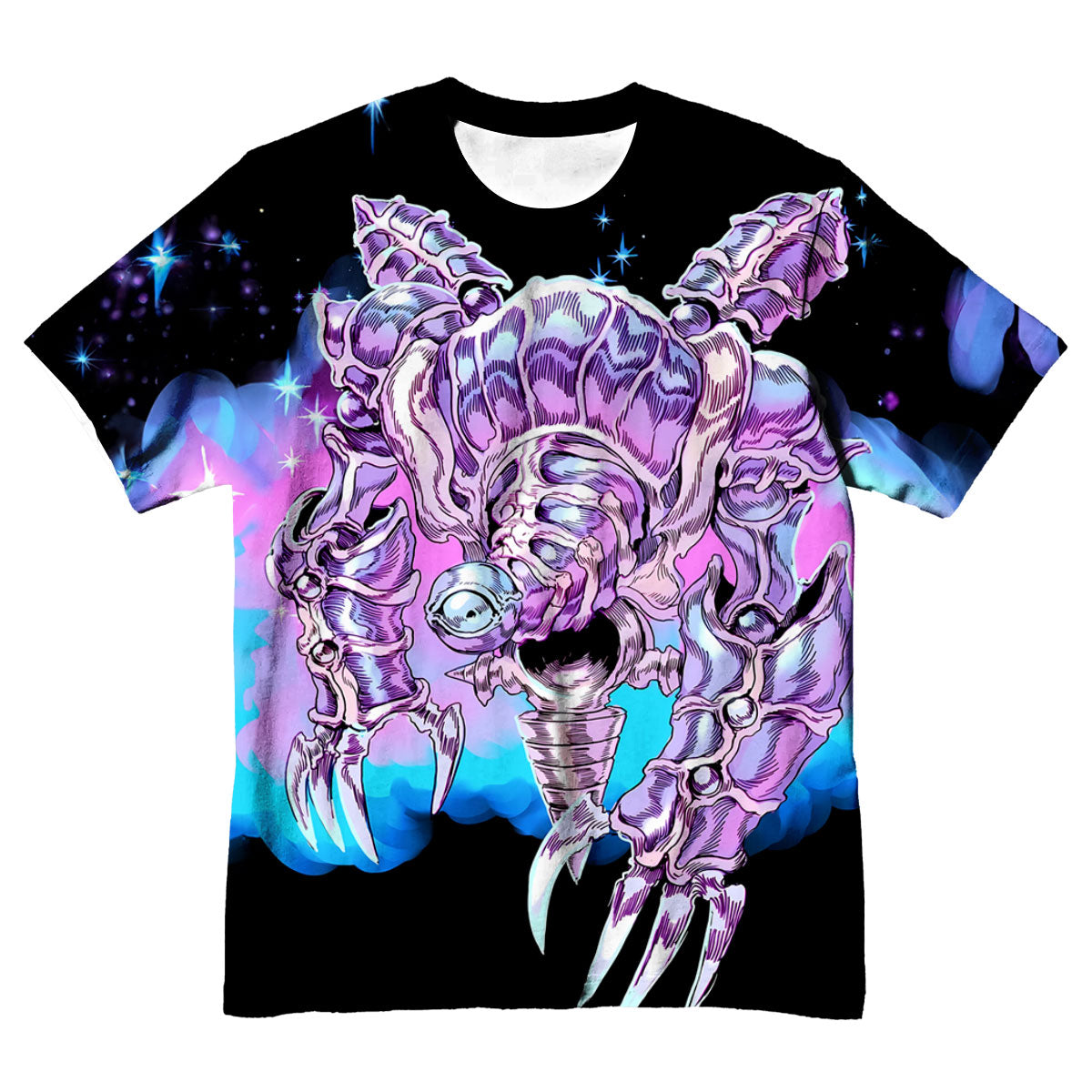 Yugioh Cyber End Dragon In Purple Starry Sky Background Anime Apparel