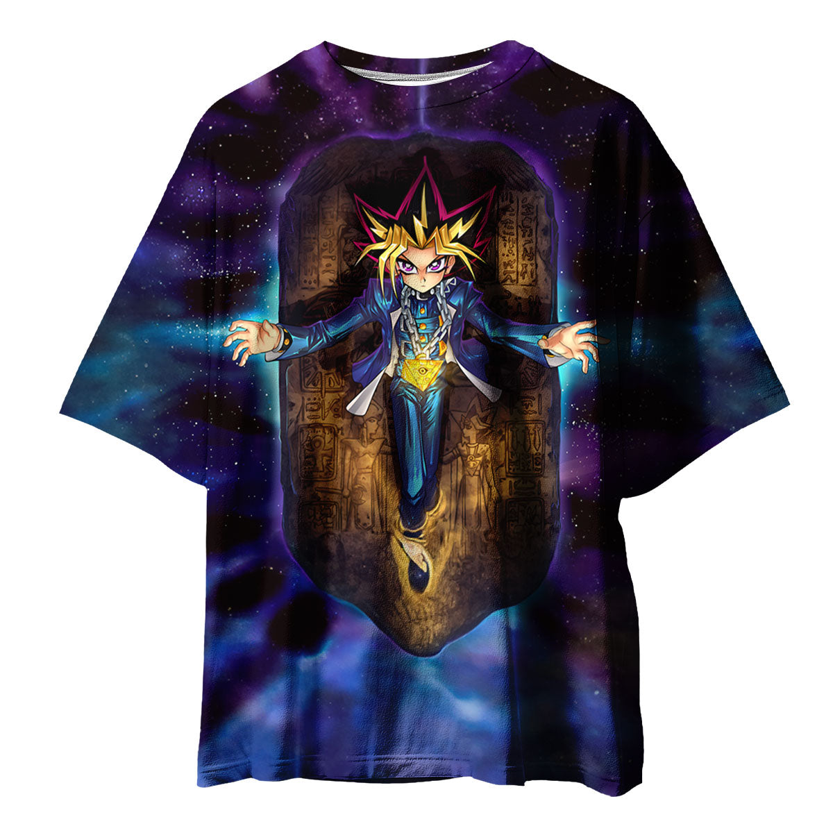 Yugioh Dark Game Stone Tablet Floating Blue Space Anime Apparel